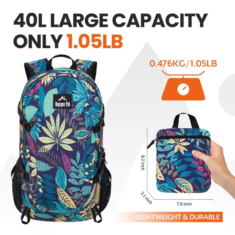 Venture Pal 40L Lightweight Packable Travel Hiking Backpack Daypack - Image 5